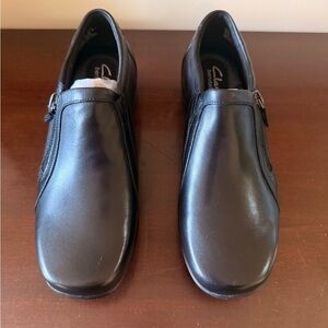 Clarks Women’s Black Slip-On Loafers